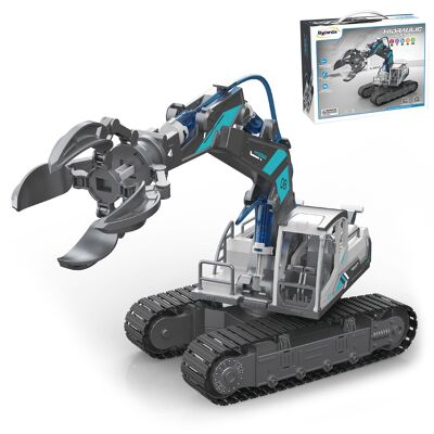 Excavatrice avec godet hydraulique pour chantier. 137 pièces. Couleur blanche