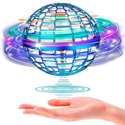 Flynova Pro Flying Spinner, with multicolor LED lights. Color blue