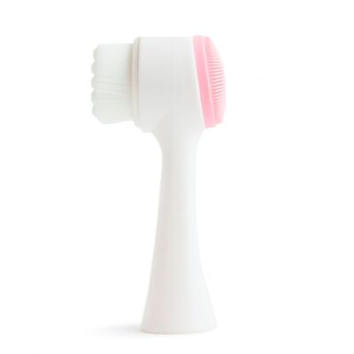 Cepillo facial de silicona multifunción de doble cara para masaje y limpieza profunda. Color: Rosa Claro