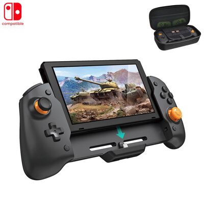 Grip TNS-19252C controller compatible with Nintendo Switch. Vibration motors, gyroscopic sensors, high ergonomics. Includes semi-rigid case. Color: Black