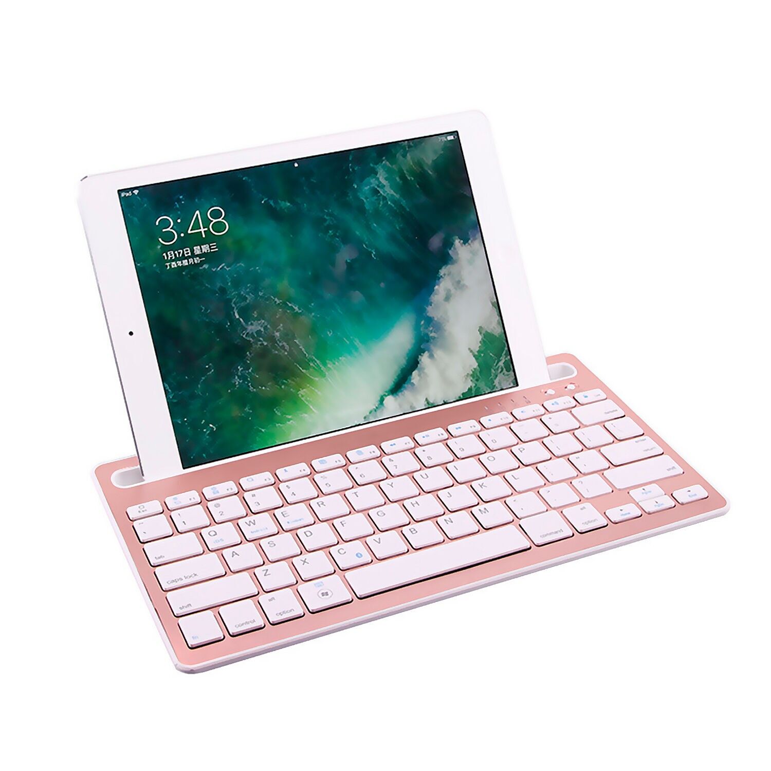 Teclado 608 Bluetooth 3 plegable con soporte Color: Oro Rosa
