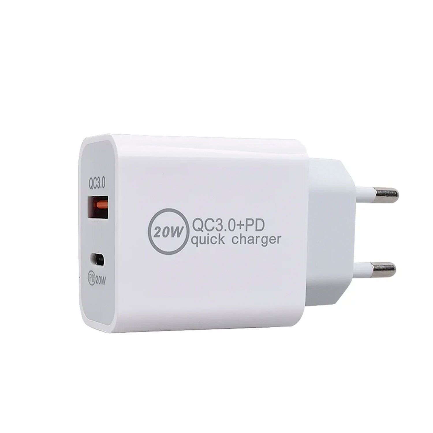 Cargador USB + USB-C PD20W Color: Blanco