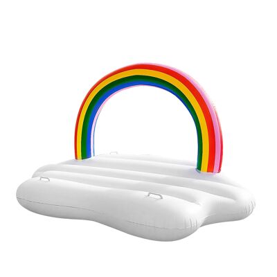 Giant cloud-shaped raft float with a rainbow. 183x120cm. White color