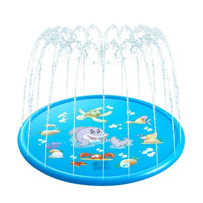 Aire de jeux. Jouet arroseur d'eau gonflable pour jouer. 100 cm de diamètre. Conception de dauphin. Couleur bleu