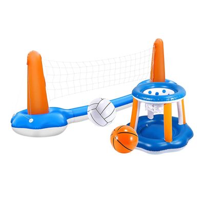 Inflatable volleyball and basketball game, for swimming pools and outdoors.Color: Multicolor