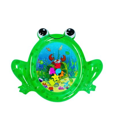 Inflatable frog-shaped mattress with a seabed design. 83x70cm.Color: Green