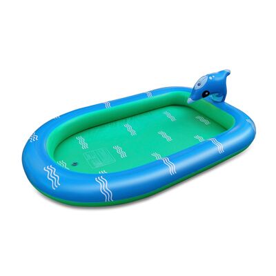 Piscina infantil Splash Pad con deflfín. Chorros de agua laterales. 170x110cm. Color: Azul