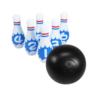 Juego de bolos hinchable, bola y 6 bolos. Color: Blanco