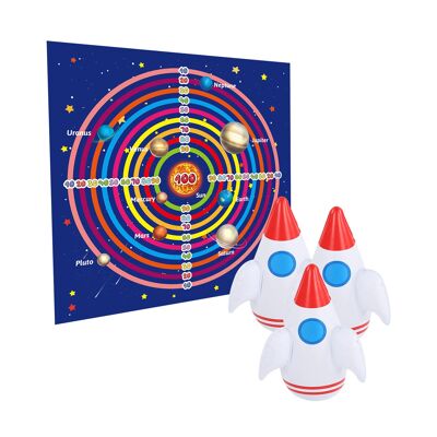 Space Rocket Launch: Target Game, Includes 1 Target Blanket and 3 Inflatable Rockets. Color: Dark Blue