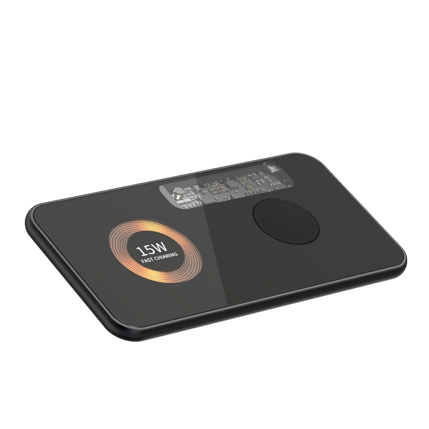 Base di ricarica wireless da 15 W. Magsafe e Qi speciali per Apple Watch e cuffie. Doppia base di ricarica. Colore nero