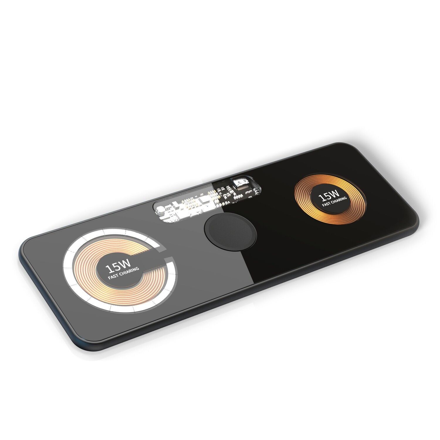 Base di ricarica wireless da 15 W. Qi, Magsafe e Apple Watch. Tripla base di ricarica. Colore nero