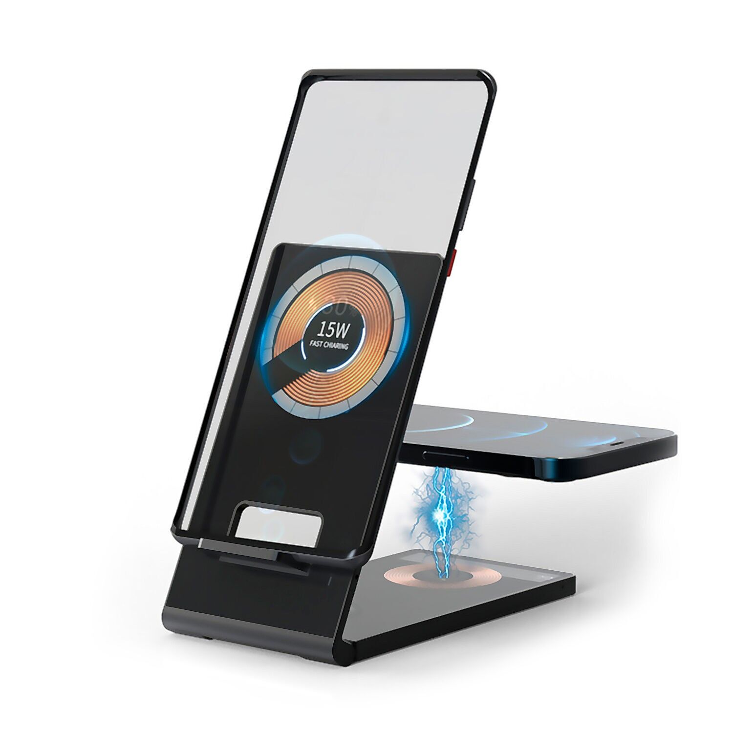 Supporto per caricabatterie pieghevole Magsafe 4 in 1. Ricarica wireless Qi + Magsafe. Colore nero