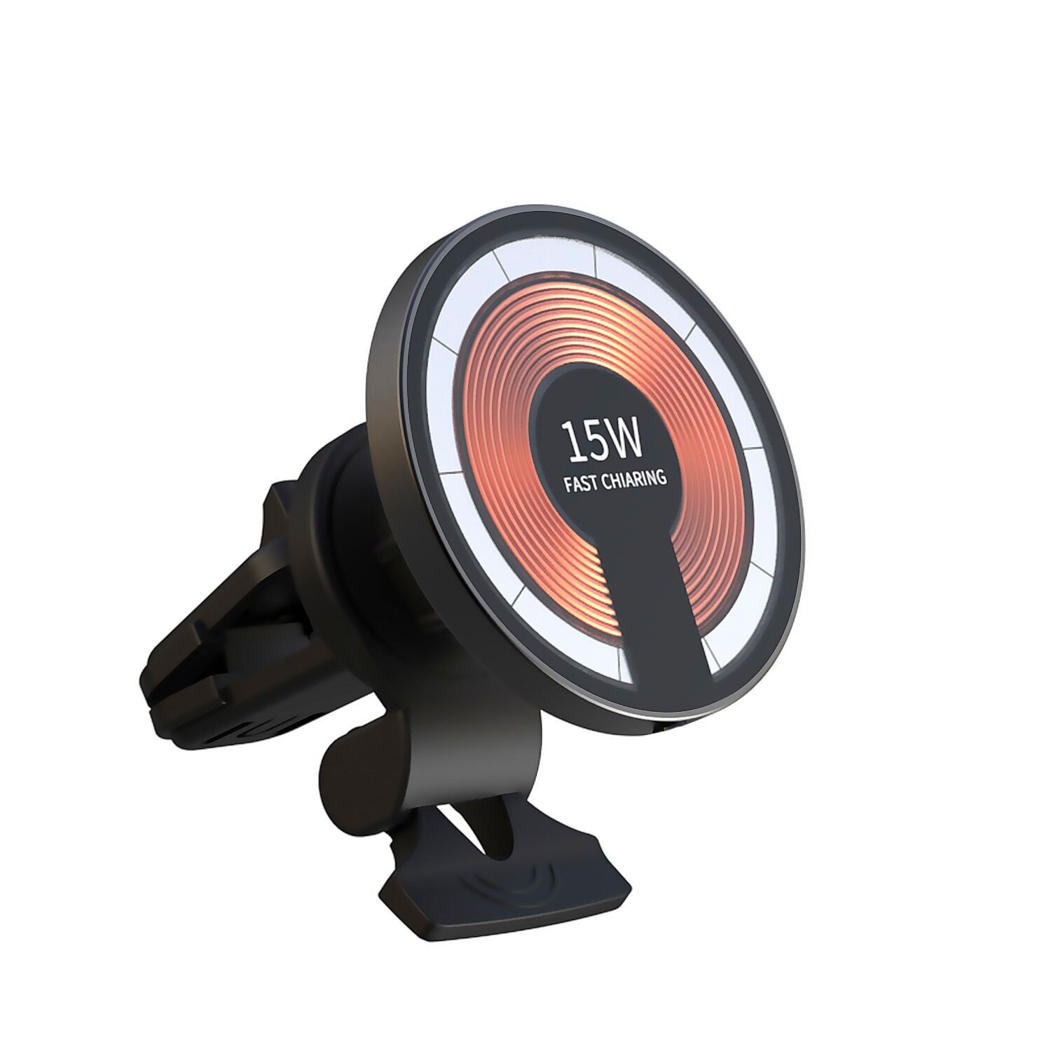 Caricabatterie wireless Magsafe per bocchetta di ventilazione, 15 W. Rimovibile per l'uso sulla scrivania. Colore nero