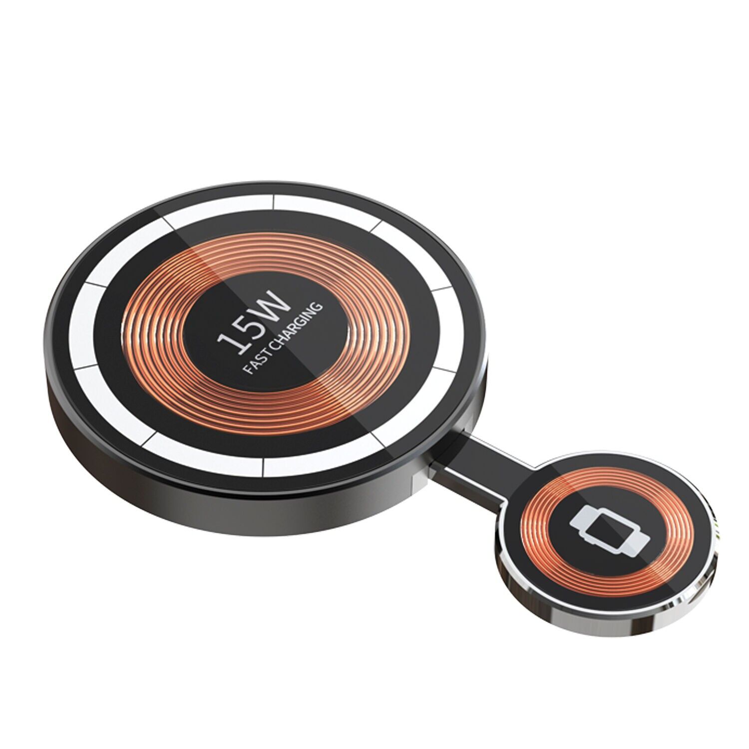 Base di ricarica pieghevole 2 in 1. Base Magsafe da 15 W e caricabatterie per Apple Watch. Funzione stand. Colore nero