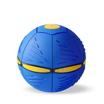 Juguete para perros y mascotas, plato volador se convierte en bola 15cm. Resistente a mordeduras. Color: Azul