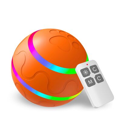 Bola rebotadora. Juguete interactivo inteligente para perros y mascotas. Luz activada por movimiento. Color: Naranja