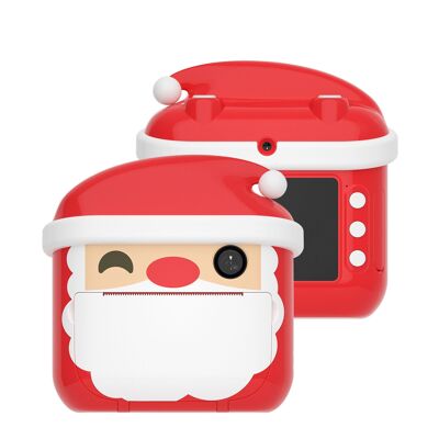 Appareil photo numérique, design Père Noël, photos 12mpx et vidéo HD pour enfants. Impression instantanée de vos photos préférées. Couleur rouge