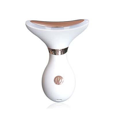 Instrumento de belleza, cuidado de la piel, 5 en 1: calor, vibración y tratamiento de luz LED triple. Color: Blanco
