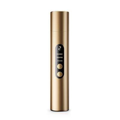 Instrumento de belleza facial. Activa, rejuvenece y mejora el contorno facial. RF, MFIP, microcorriente EMS, luz LED tricolor y sistema de vibración. Color: Oro