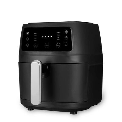 8L Air Fryer, 1400W. Touch panel, 6 cooking programs and manual modes, non-stick grill.Color: Black/Silver