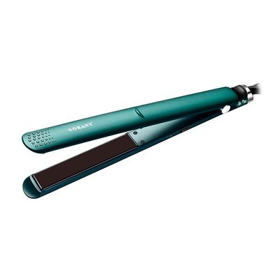 Plancha de pelo cerámica, temperatura ajustable, PTC placa, protección anti quemaduras. Color: Verde