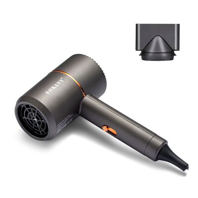 Secador de pelo profesional 1200w. Alta potencia, 2 velocidades y 2 temperaturas calor, con concentrador. Color: Negro