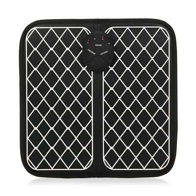 Portable EMS foot stimulator, with rechargeable battery. Massager to improve foot circulation. Color: Black