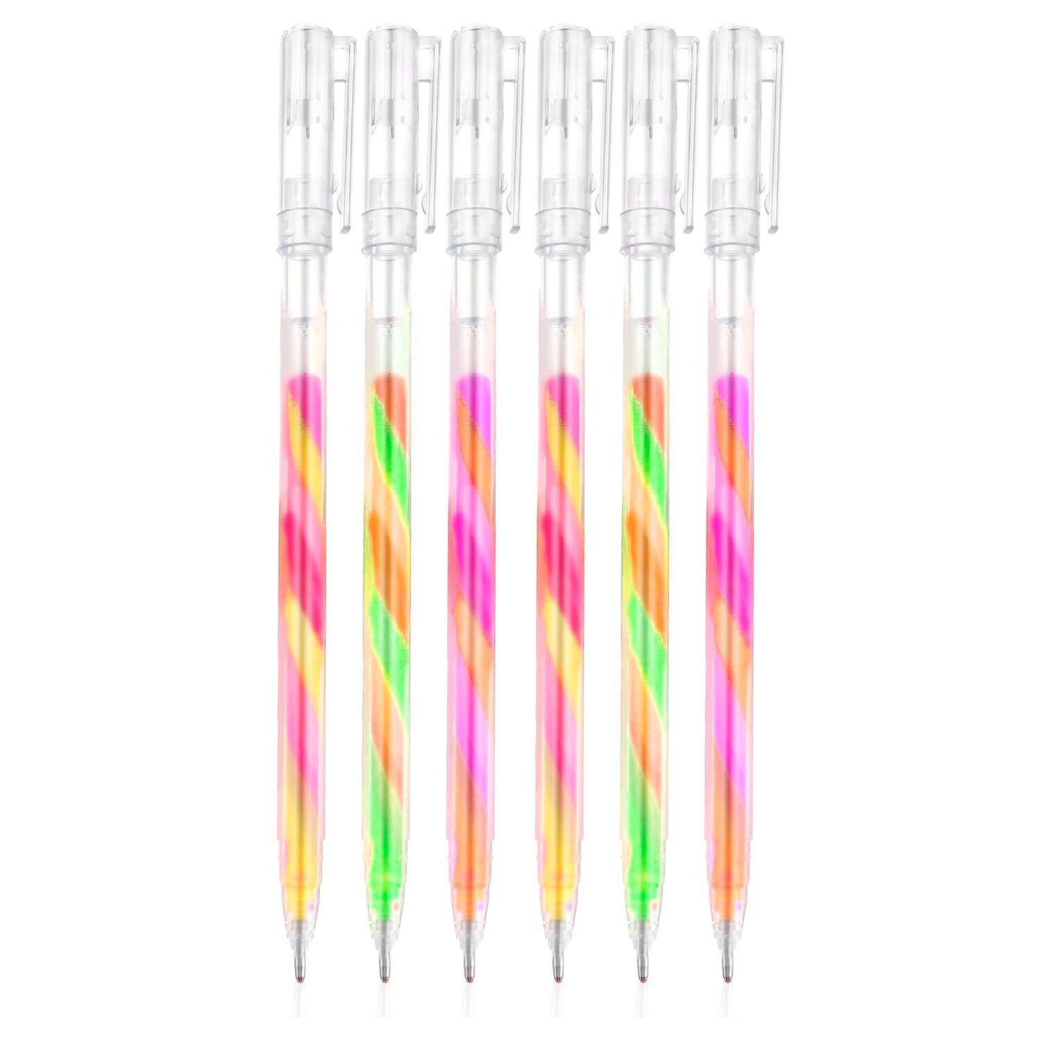 Set mit 6 1,2 mm Magic Rainbow Gelmarkern mit Kappe. Farbe: Mehrfarbig