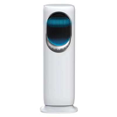 Climatiseur multifonction, humidificateur et purificateur d'air sans pales, chauffage et refroidissement 60W/1800W froid/chaud. Écran tactile et télécommande. Virage à 120º. Réservoir d'eau de 4l. Couleur blanche