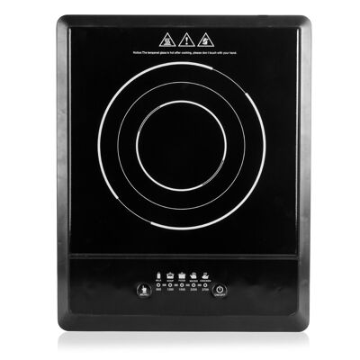 Piano cottura a induzione in ceramica da 2700 W. Zona cottura da 18 cm e 5 livelli di potenza. Colore nero