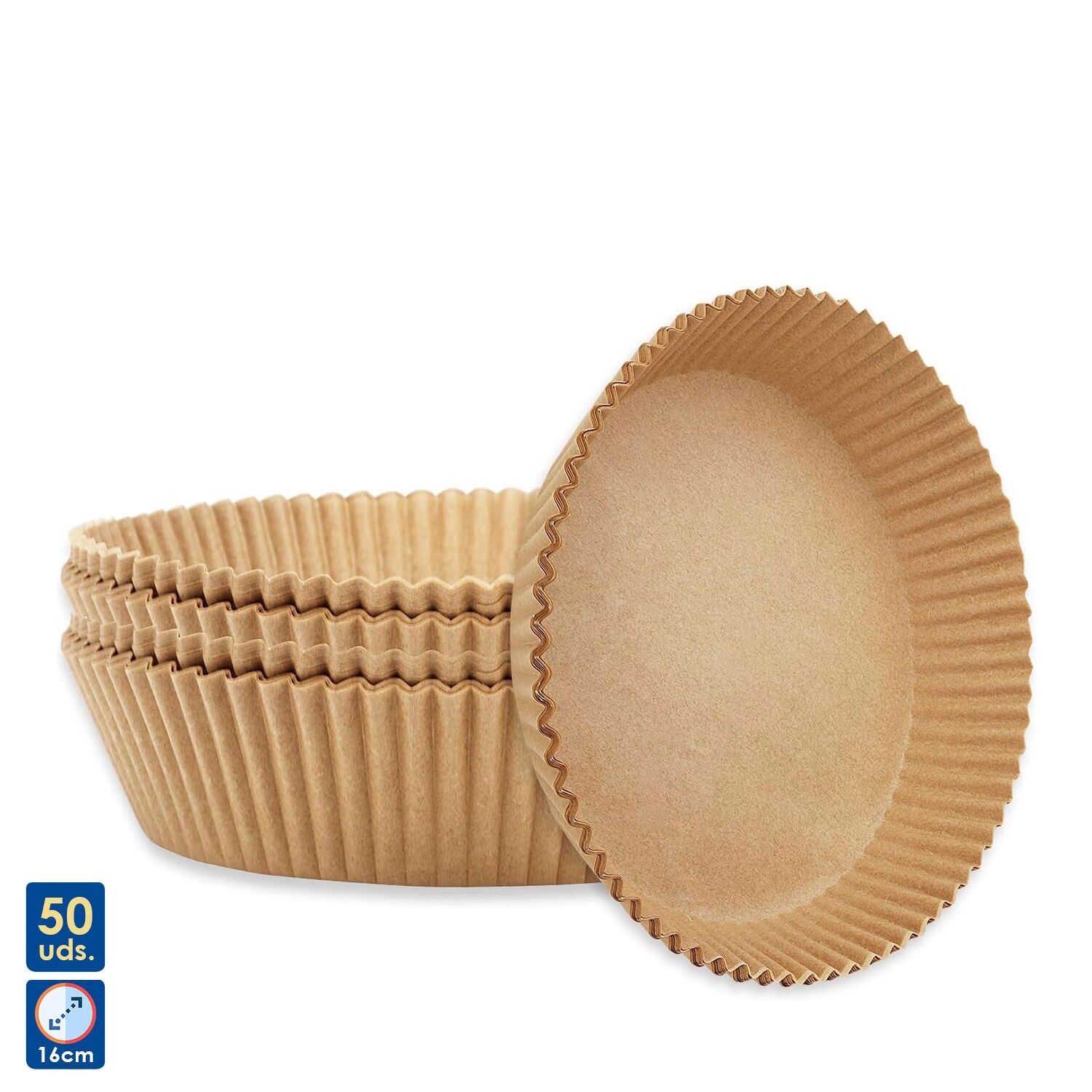 Airfryer-Papier, 50 Stück, rund, Einweg-Antihaft-Backpapier für den Ofen, unperforiert, zum Backen, Braten, für die Mikrowelle, Pfanne (16 cm), Farbe: Braun