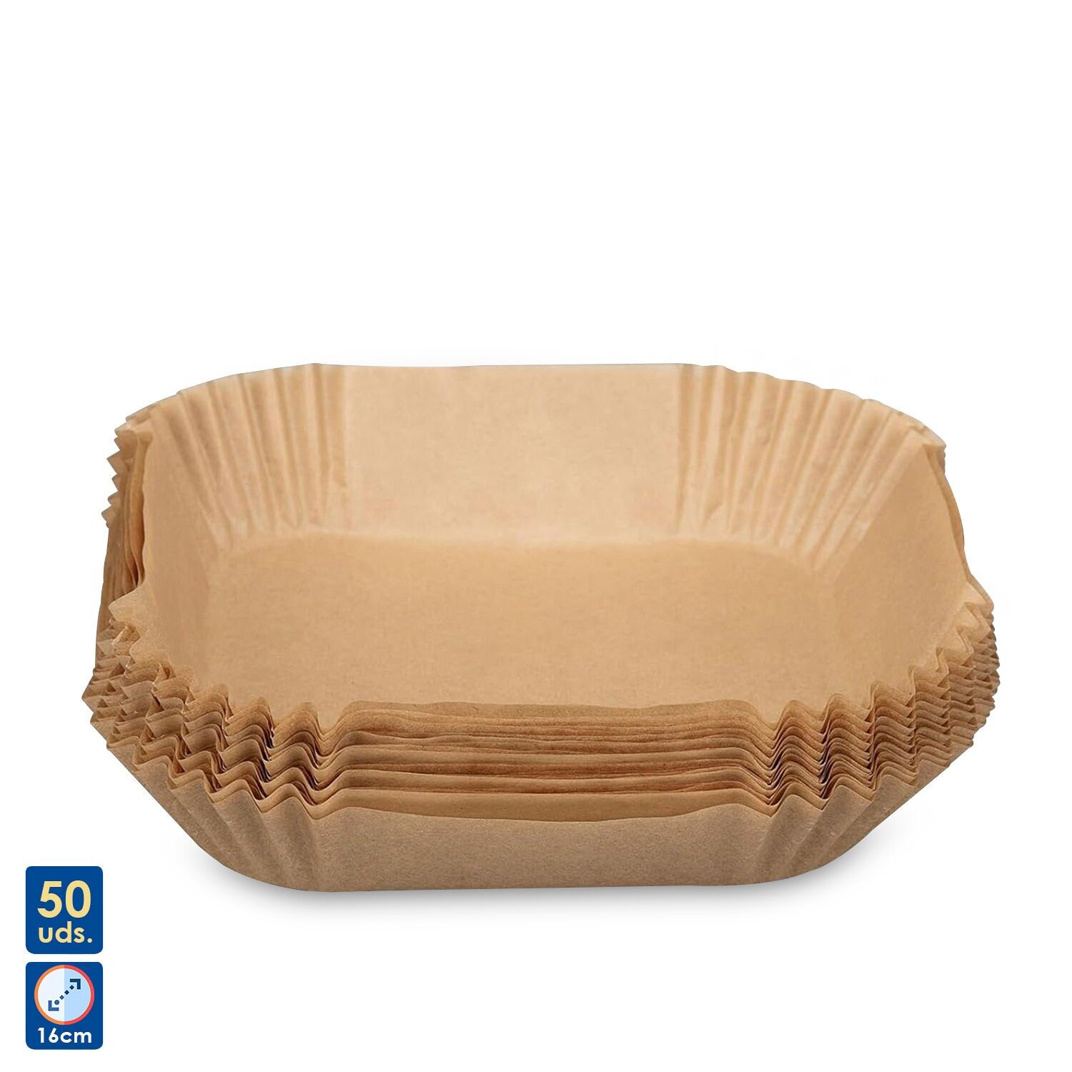 Airfryer-Papier, 50 Stück, quadratisch, Einweg-Antihaft-Backpapier für den Ofen, unperforiert, zum Backen, Braten, für die Mikrowelle, Pfanne (16 cm), Farbe: Braun