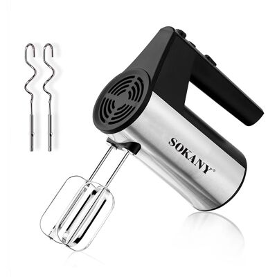 Doble batidora de mano con varillas de 300W, 5 velocidades y función turbo. Color: Plata