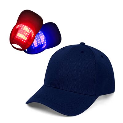 Bonnet de massage avec traitement capillaire à lumière LED. Améliore la circulation, aide à renforcer et à prévenir la chute des cheveux. Couleur : Bleu marine