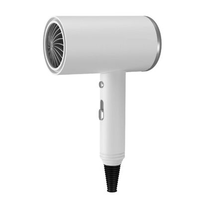 Secador con iones negativos, 1000W de potencia, 3 niveles de temperatura y 2 niveles de velocidad. Color: Blanco
