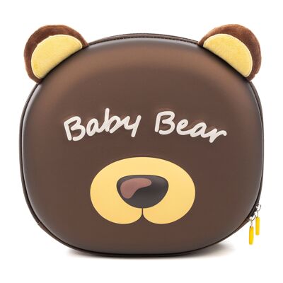 Sac à dos pour enfant avec motif ours. Avec dossier et épaulettes rembourrés, respirants et réglables. Couleur : Marron