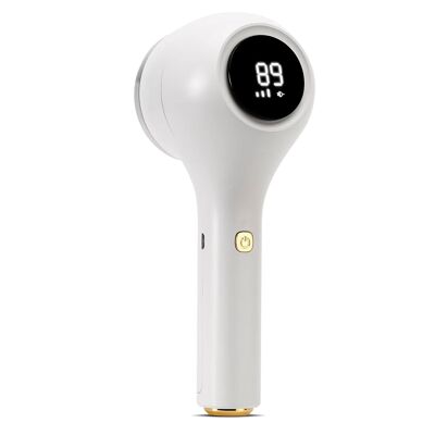 Rimuovi-pelucchi con display digitale, indicatore della batteria e 3 livelli di potenza. Colore bianco