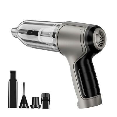 Aspirapolvere e soffiatore portatile 5 in 1. Con una potenza massima di 120W e 2 livelli di velocità. Colore: Argento