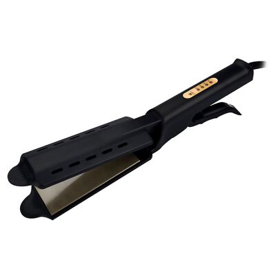 Plancha de pelo con indicador de temperatura y 4 niveles de calor. Color: Negro