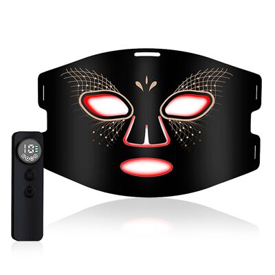 Maschera viso con trattamento di luce LED, funzione di riscaldamento e terapia con 7 colori. Colore nero