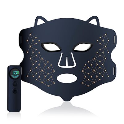 Maschera viso con trattamento a luce LED, ringiovanimento cutaneo fotonico a infrarossi. Con 4 modalità di utilizzo. Colore nero