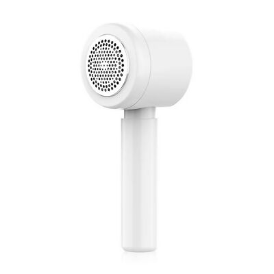 Rimuovi-pelucchi per la casa con batteria integrata. Spia luminosa e cinghia di sicurezza. Colore bianco
