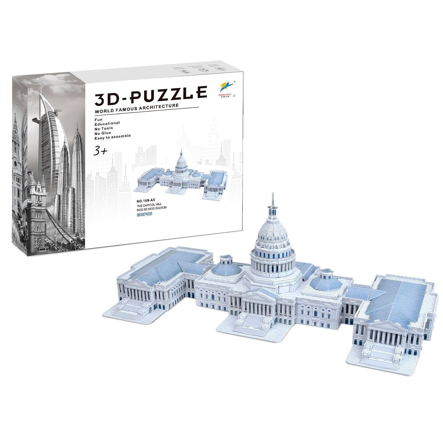 Puzzle 3D in cartone del Campidoglio degli Stati Uniti. 132 pezzi. Colore: Multicolore
