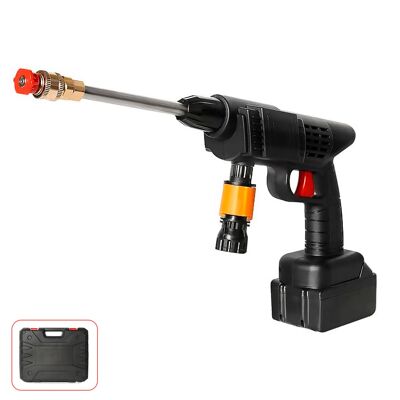 Pistola de lavado a presión con batería incorporada de 12000 mAh, 3 adaptadores de lavado diferentes, 300W de potencia y 25 bares de presión. Color: Negro