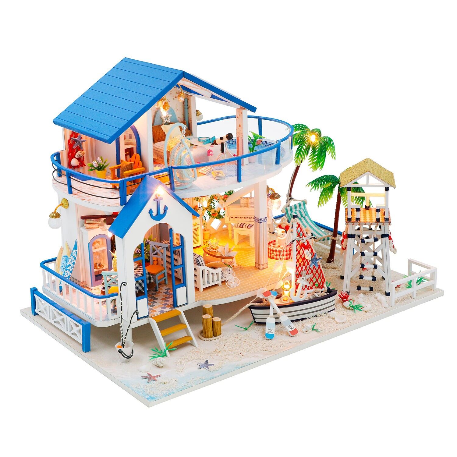 La leggenda della Blue Sea Beach House. Modello 3D realistico con grande dettaglio e luci LED. Colore: Multicolore