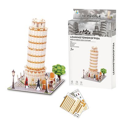 3D cardboard puzzle of the Leaning Tower of Pisa. 25 pieces.Color: Multicolor
