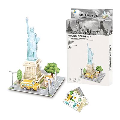 3D cardboard puzzle of the Statue of Liberty in New York. 26 pieces.Color: Multicolor