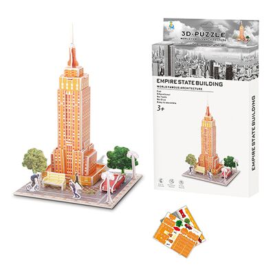 3D cardboard puzzle of the Empire State Building in New York. 30 pieces.Color: Multicolor