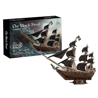 3D cardboard puzzle of the Black Pearl pirate ship. 157 pieces.Color: Multicolor