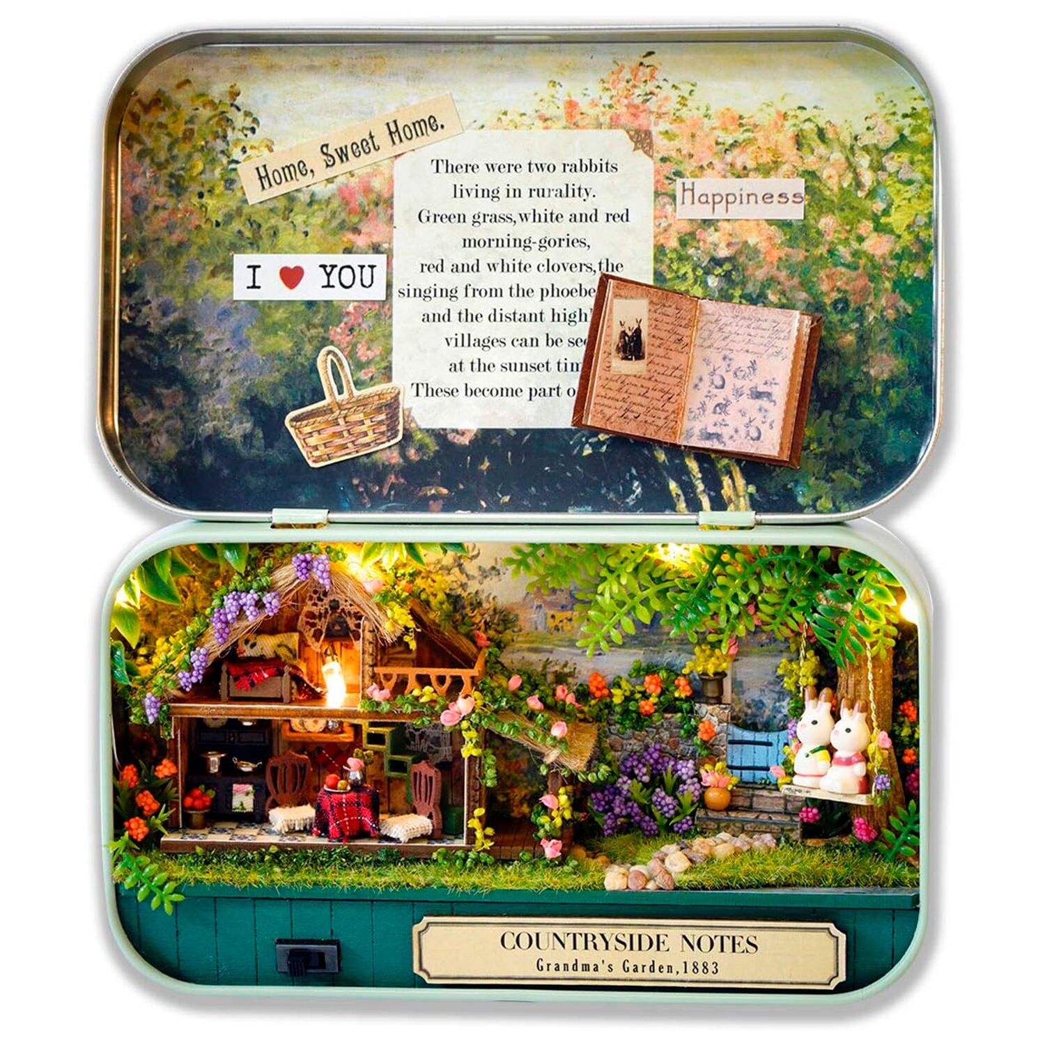 Diario del giardino. Modello 3D realistico, altamente dettagliato e pieghevole con luci LED. Colore: Multicolore